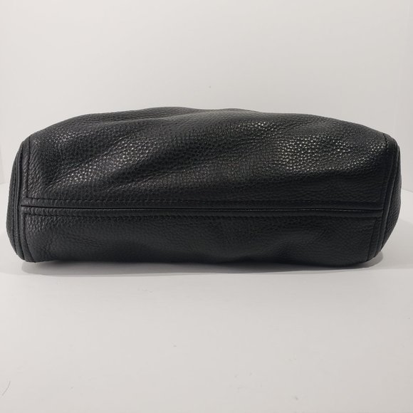 Michael Kors Black Pebbled Leather Shoulder Bag Handbag Purse Oversized ID Chain - Picture 3 of 9